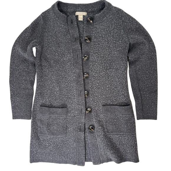 Banana Republic Gray Wool Blend Button Front Long Cardigan Sweater M - Picture 3 of 9